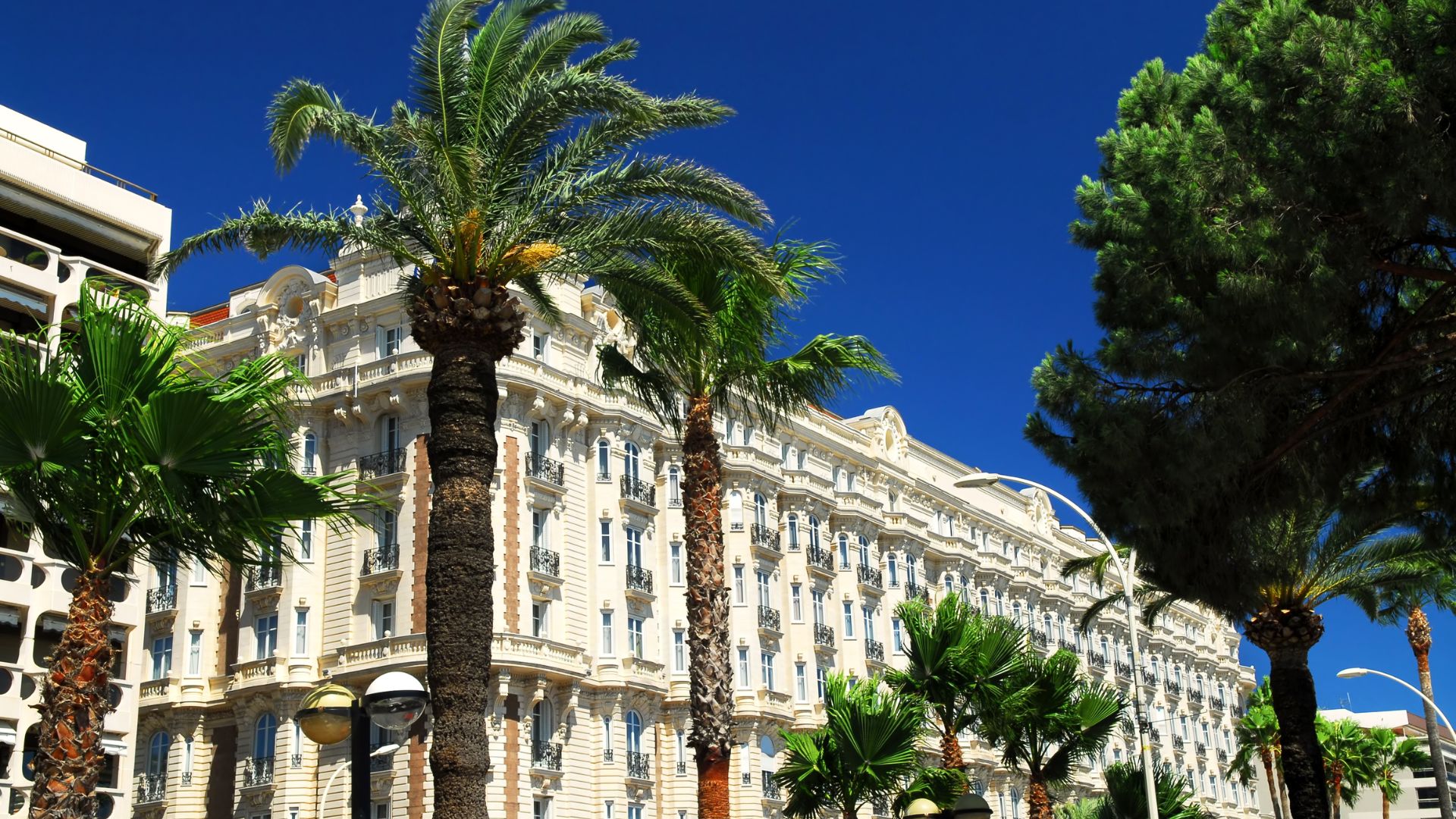 Luxury shopping in Cannes down Boulevard de la Croisette. 